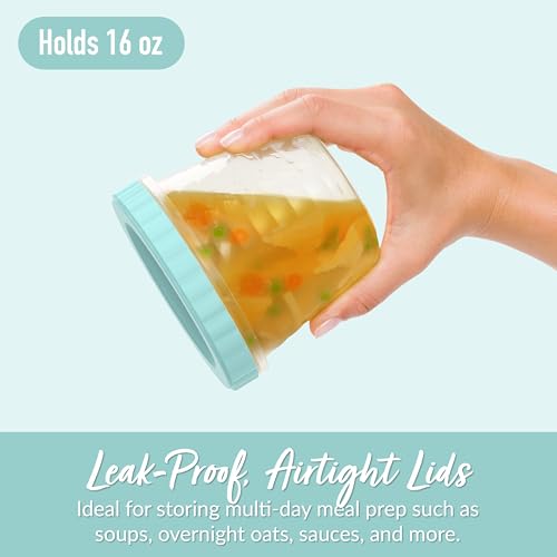 Image of Bentgo Prep - 20 Piece 16 fl oz Leak-Proof Deli Containers with Lids, Food Storage for Meal Prep, Twist-Top, Reusable, PFAS & BPA-Free, Stackable, Microwave, Freezer, & Dishwasher Safe (Sea Blue)