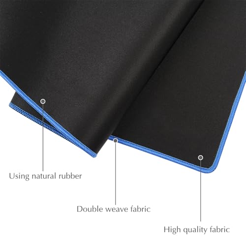Image of JIALONG Large Gaming Mouse Pad, Extended Mousepad with Blue Stitched Edges, XXL Desk Mat, Big Computer Keyboard Mat for Gaming and Office, 35.4 x 15.7 inches