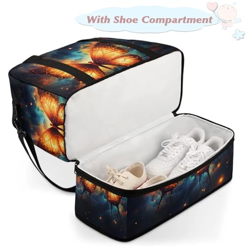Large Weekender Overnight Bags Galaxy Fire Butterfly Travel Duffel Bag for Women Men Gym Bag With Shoe Compartment Foldie Travel Tote Bag Carry On Personal Item Bag for Travel Gym Sports4