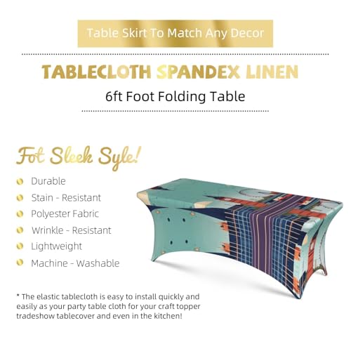 Housse de table rectangulaire extensible 1,8m nappe stretch spandex imprimé