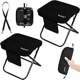 【2個セット】折りたたみ椅子 万博 紅葉狩り アウトドアチェア ショルダー＆2ポケット&クッション付き お出かけ便利 カーボンスチール 耐荷重アップより強く 静態耐荷重120kg 動態耐荷重100kg 折り畳み コンパクトイス ミニ椅子 【2025Newモデル】 0.5kg 展開サイズ30×25×高さ26cm 収納サイズ30×12×厚み5cm 旅＆ピクニックTapiku (ブラック２個セット)