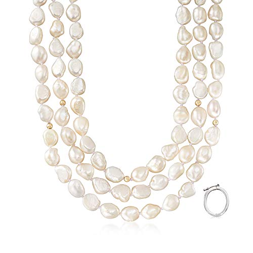 Ross-Simons 9.5-10.5mm Cultured Baroque Pearl Long Necklace in 14kt Yellow Gold With Necklace Shortener. 64 inches