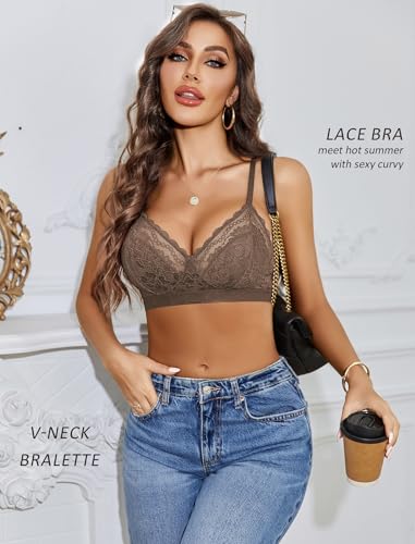Image of Avidlove Bralettes for Women Lace Racerback Bras Wireless Unlined Bralette Comfy Bra Sexy Lingerie Tops