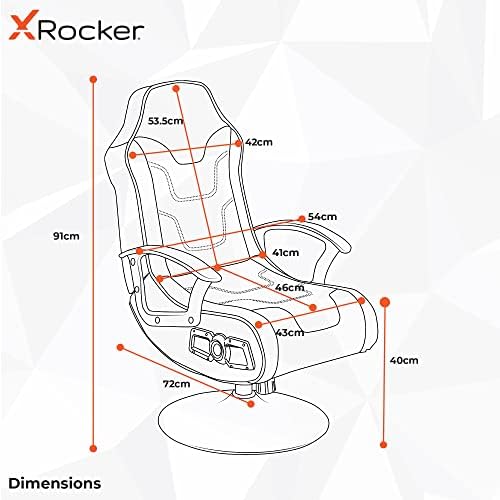 X-Rocker Aries 2.1 Gaming Chair with Speakers and Subwoofer for Junior Gamers, Foldable Audio Pedestal Console Games Chair, Faux Leather PU - Black/Red
