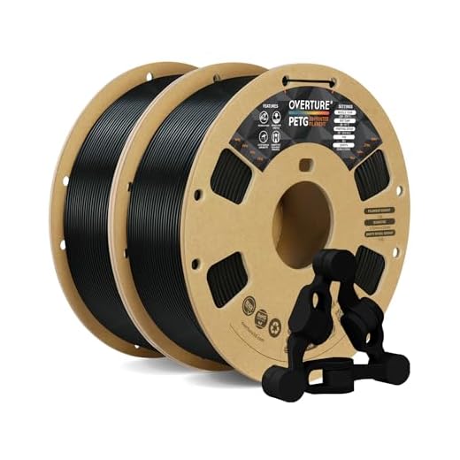 OVERTURE PETG 3D Printer Filament 1.75mm, Neatly Wound Durable PETG 2kg Spool (4.4lbs), Strong Toughness Filament, Dimensional Accuracy +/- 0.02mm, Fit Most FDM Printers (Black (2-Pack))