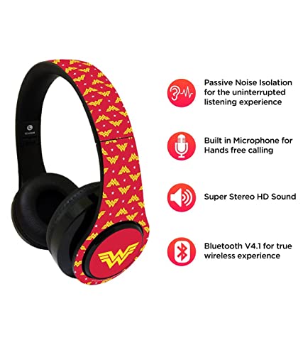 Image of Macmerise Wonder Woman 1984 Red - Decibel Wireless On Ear Headphones, Multicoloured,SODCIBLDC5648