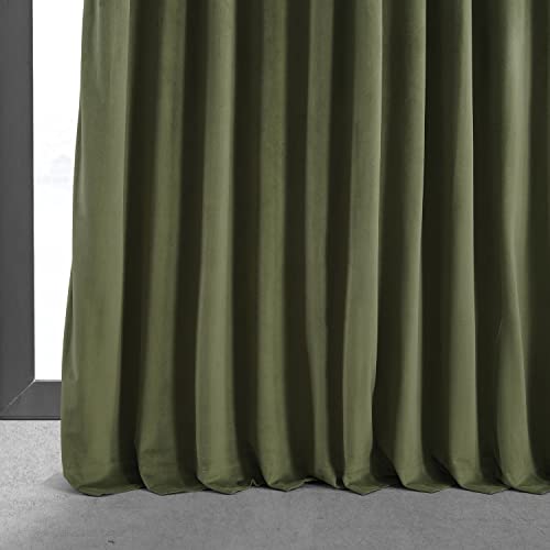 HPD Half Price Drapes Signature Velvet Thermal Blackout Curtains for Living Room 120 Inch Long (1 Panel) Rod Pocket Insulated Blackout Curtains for Bedroom Window Curtains, 100W x 120L, Hunter Green
