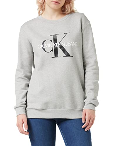 Calvin Klein Jeans Damen CORE Monogram Logo Sweatshirt, Light Grey Heather,...