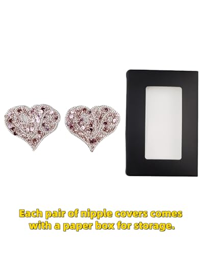Image of ZGMYC Sparkly Rhinestones Metal Chain Nipple Cover with Tassel, Reusable Adhesive Pasties Sexy Bra Body Chain
