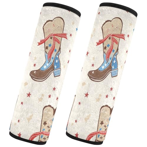 Seat Belt Covers 2 Pack Cowboy Boots Car Seat Strap Covers Super Soft Car Seat Neck Cover for Boys Girls Adults Babies M