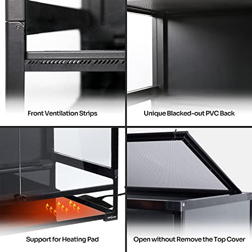 Image of REPTI ZOO Collapsible 60 Gallon 36 inch Wide Reptile Tank, Tempered Glass Large Reptile Terrarium 36 inchx18 inchx24 inch, Black PVC Back, Front & Top Ventilation & Anti Escape Lid, Easy Folding