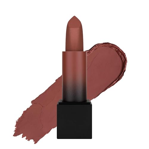 Huda Beauty Power Bullet - Lápiz labial mate, First Kiss A Cute Pinky Brick (tono cálido) 0.1 onzas