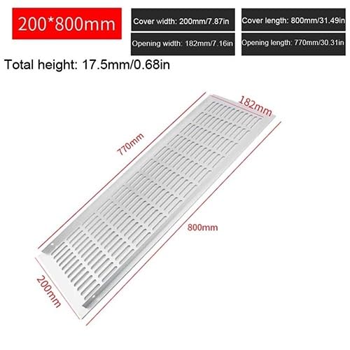 griglia aerazione rettangolare, 1 pz. Lega di alluminio traspirante maglia rettangolare armadio aria sfiato scarpiera armadio prese d'aria di raffreddamento(200x800mm)