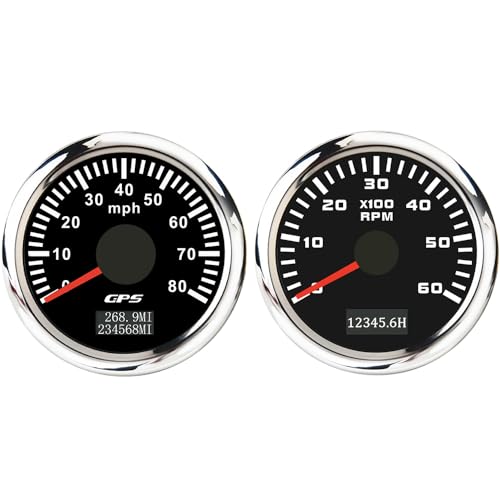 Velocímetro GPS de 52 mm y cuentakilómetros universal de 80 MPH con tacómetro de 6000 rpm para camión