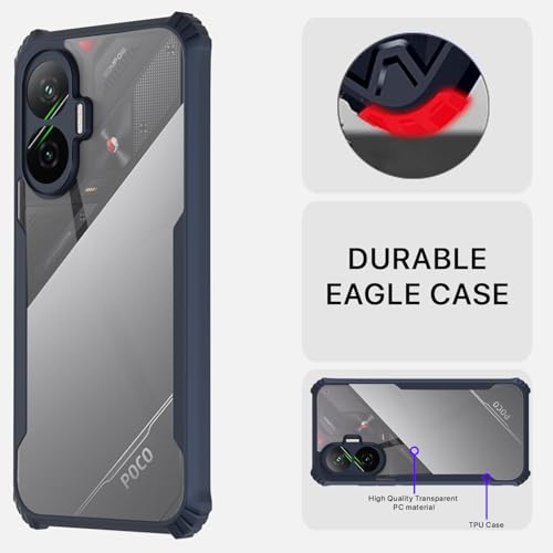 Image of Outlouders Back Cover for Poco F7 5G| Ultra Hybrid Transparent | Full Camera Protection | Raised Edge | Crystal Clear Bumper Case (Blue)