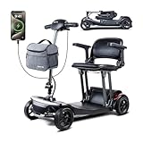Mobility Scooters for Seniors & Adults Lightweight Foldable 15.53 Miles Airline Approved Removable Battery Powered Wheelchair with Detachable Front Bag & USB Charger Port