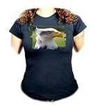 MERCHANDMANIA Camiseta Negra Mujer Aguila halcon Ave rapaz simbolo Poder Oferta Tshirt.