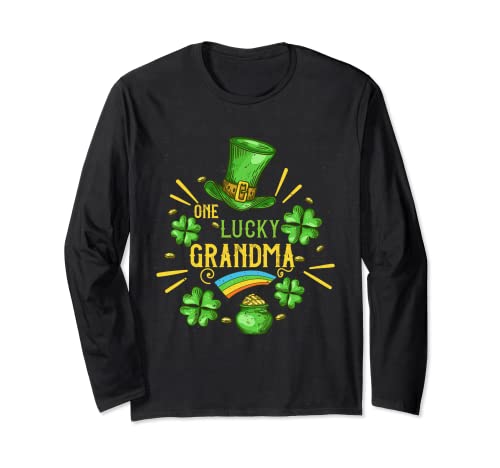 One Lucky Grandma Shamrock Grandmother St. Patrick's Day Maglia a Manica