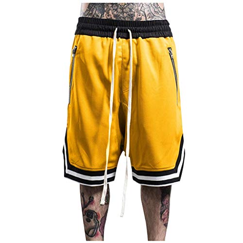 Short de sport à fermeture Éclair jaune XXL contre les poches qui se vident