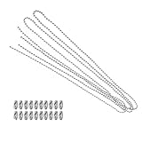 Mipcase 2 Stück Zugkette für Wandlampe und Deckenventilator 40cm Edelstahlkette mit 50 Schnallen Zuschneidbar Langlebig Zubehör für Schlafzimmerlampen und Nachttischleuchten