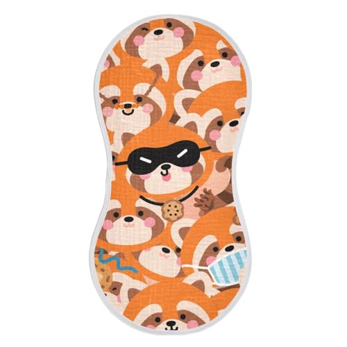 Cartoon Cute Fox Orange Cotton Burp Cloths Baby Soft Touch washcloth for Babies boy and Girl Set of 2, 22x11in2