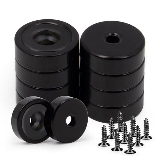 Strong Magnets Heavy Duty Neodymium Wall Mount Magnetic Base, Epoxy Coating Super Strong Magnet with Screw,Pack of 10 Black