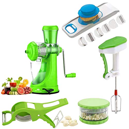 AL Regular Manual Juicer + 6 in 1 Slicer + 2 in 1 Peeler + Hand Blender + Multi Crusher (5 in 1 Combo)