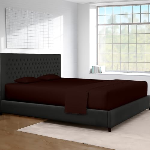 Image of SGI bedding 144 inch W x 84 inch L 4Pc Family XL Sheet Set 100% Egyptian Cotton - 600 Thread Count, Fits 18 inch Deep Pocket - Soft Breathable Oversized Sheets, for Extra Large Beds - Chocolate