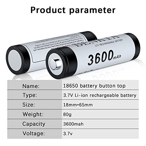 6Pcs 18650Rechargeable Battery, 3.7V Lithium 18650Battery. (3600Mah，Button Top) #TOP2