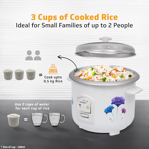 V-Guard VRC 1.0 C 1-Litre Electric Rice Cooker Small with 400 W Power (New Launch) | 2 Pots, Spatula, Rice Separator | 2-Year Product & 5-Year... - Image 5