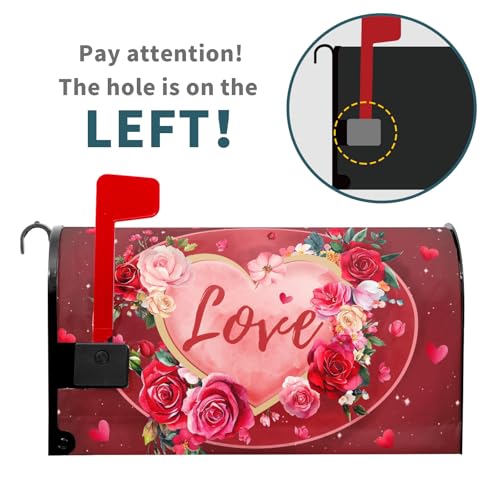 Image of Valentine's Day Mailbox Covers Magnetic Standard Size 18 X 21 Inch Red Love Hearts Magnetic Mailbox Cover Floral Mailbox Wraps Post Box Cover Decoration Outdoor Garden Home Yard Outside