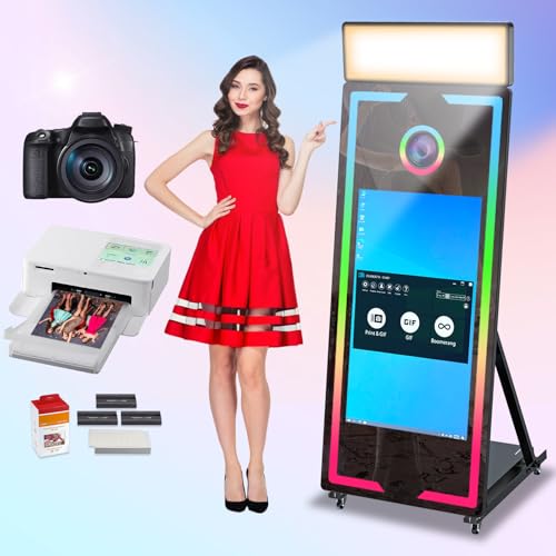 Magic Mirror Photo Booth,65'' Mirror Photo Booth with Camera and ...