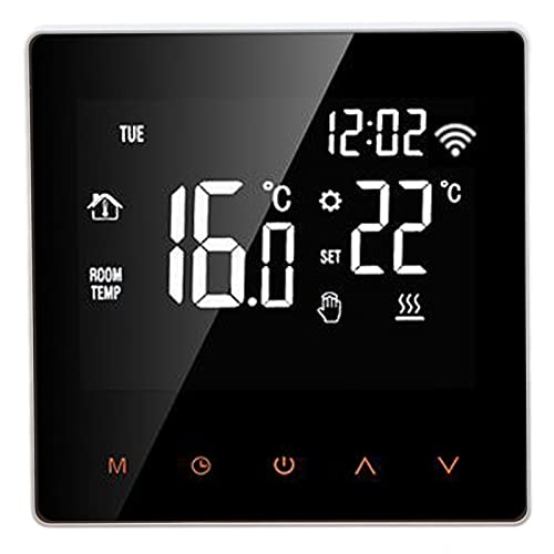 Thermostat Intelligent WiFi Connecté pour Chauffage par Le Sol de l'eau AC230V 50/60Hz 5~90℃ ME81H LCD Écran Tactile pour Tuya (Bouton Orange Fond Blanc 3A)