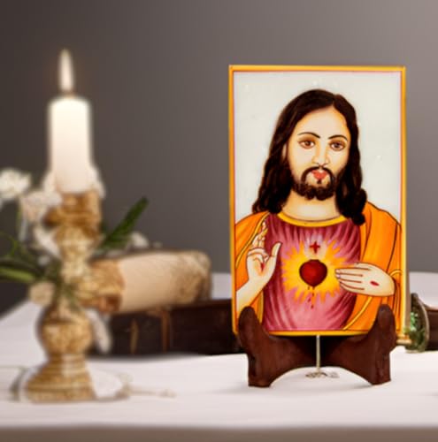 Peinture de marbre Jésus Christ faite main à l'or pur 15x10 cm