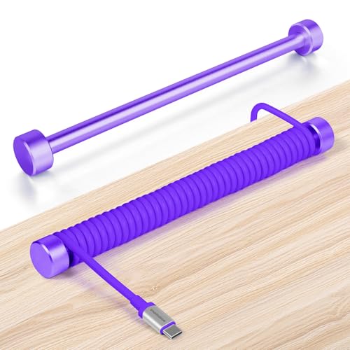 Image of ATTACK SHARK Coiled Keyboard Cable Winder-7.87inch Fixed Rod Compatible with GunMjo /RK61 /EPOMAKER Mix 99% All Custom USB C Cable,Line Management Pole for Mechanical Gaming Keyboard-RC01,Purple