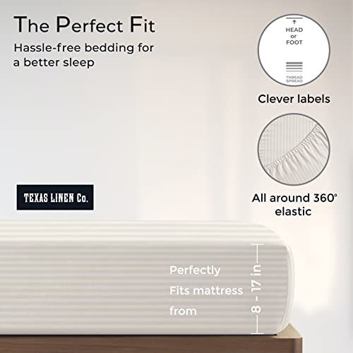 Pure Egyptian King Size Cotton Bed Stripe Sheets Set (King, 600 Thread Count) Beige Sheets And Pillow Cases (4 Pc) – Egyptian Cotton Sheets King Size Bed- Sateen Weave Sheets - 18” Deep Pocket Sheets #TOP4