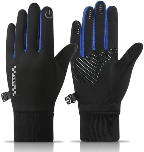 （17:30時点） 【暖かさ100%】 防寒手袋 手袋 キッズ 【撥水加工技術・動きやすい中厚手】 防寒グローブ 子供用手袋 タッチパネル対応 防風 保温 男の子 滑り止め 自転車グローブ サッカー手袋 インナー手袋 スポーツ 通学 (K-ブルー, L)