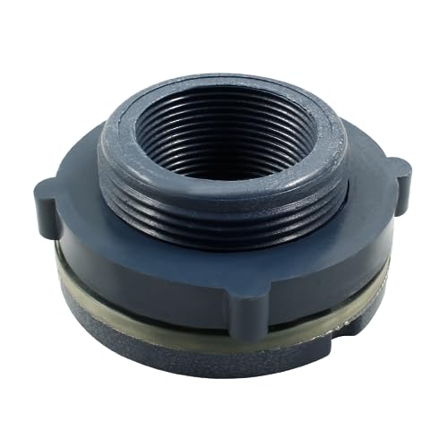 Image of 1pc NPT1 1 /2 PVC Bulkhead Fitting, 1 1 /2 Inch Plastic Water Tank Connector Threaded Thru-Bulk Pipe Fittings for Rain Barrels, Aquariums, Bucket Hose Adapter, Ponds, Pools