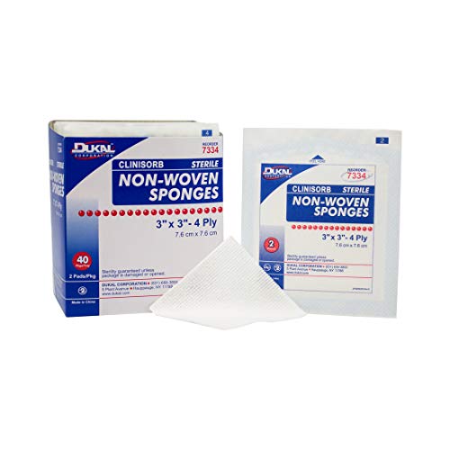 Dukal 7334 Sponge, Non Woven, 4-Ply, Sterile, 3