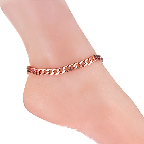 U7 Cuban Link Chain Anklets, Rose Gold Plated 7Mm Thick Curb Chains Barefoot Jewelry Ankle Bracelet For Women Men, Length 8.5-10.5 Inches #TOP1