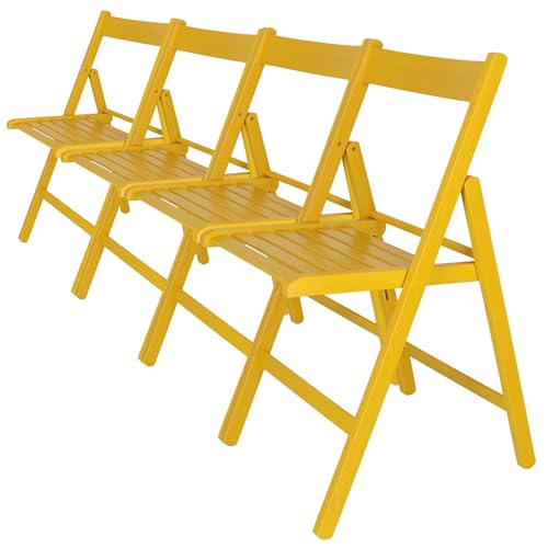 WELL HOME MOBILIARIO & DECORACIÓN - Pack 4 Sillas BAS en madera de haya, acabado amarillo