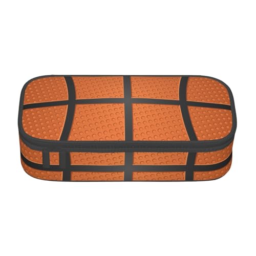 Image of Basketball Ball Texture Pencil Case Big Capacity Storage Pencil Pouch Stationery Bags With Zipper Portable Pen Holder Box Organizer For Boys Girls Teens Student College School Office Supplies