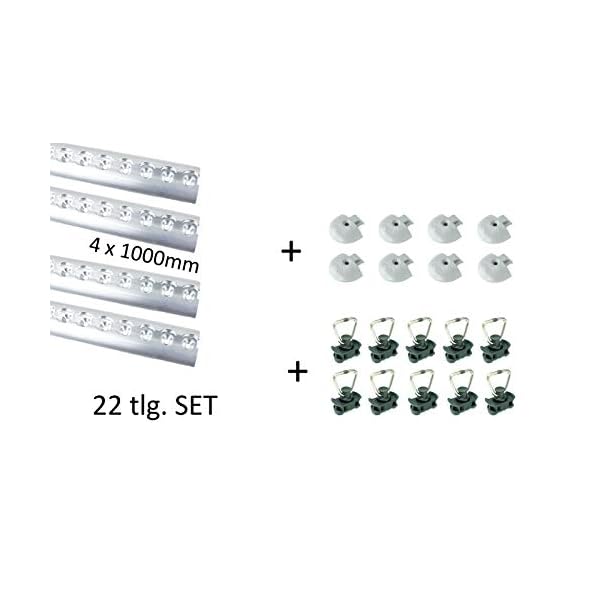 LOADCARE Starterset 4x1m Airlineschiene Zurrschiene halbrund gebohrt + 8 Endkappen+ 10 Fittinge