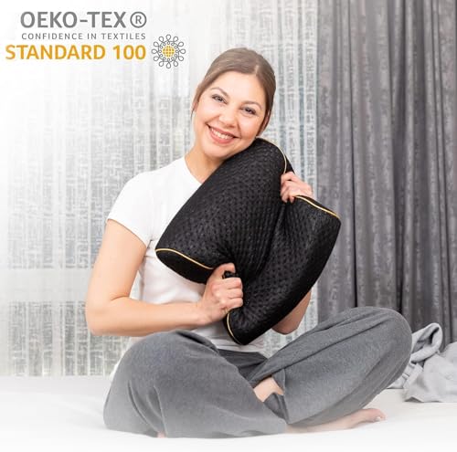 Image of alkamto Travel & Camping Comfortable Memory Foam Pillow - Easy to Carry Portable Bag - Temperature Regulating Pillow Case
