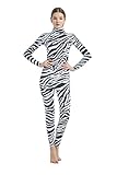 Full Bodysuit Womens Costume Without Hood and Gloves Socks Spandex Zentai Unitard (Small, Zebra)