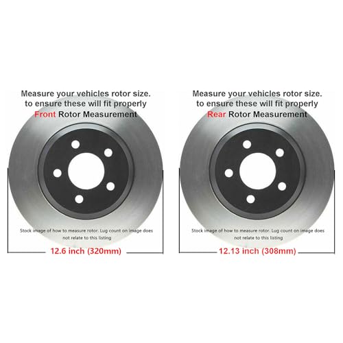 Image of Detroit Axle - Brake Kit for Infiniti G35 M35 M45 EX35 G25 G37 QX50 Q40 | 350Z 370Z Replacement Drilled Slotted Disc Brake Rotors Ceramic Brakes Pads: Front 12.60'' & Rear 12.13'' Rotors