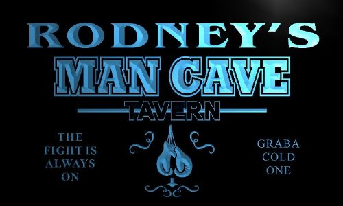 x0112-tm Rodney's Man Cave Custom Personalized Name Neon Sign