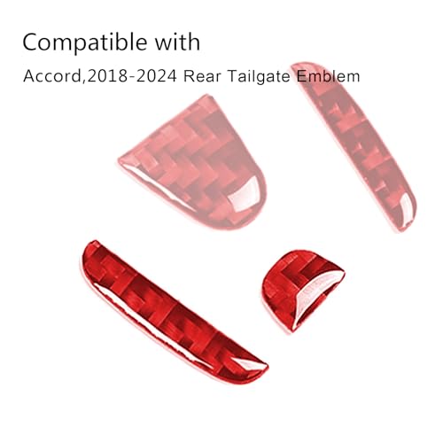 Image of Compatible with Car Rear Tailgate Emblem Logo Trim Accessories Carbon Fiber Emblem Badge Decal Cover Sticker for Honda Accord 10th Gen 2018-2024,Red