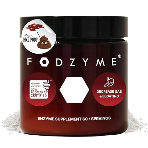 FODZYME Home Kit Digestive Enzymes for Gut Health Relief for Bloating Gas Constipation Diarrhea Abdominal Pain Low FODMAP 60 Dose