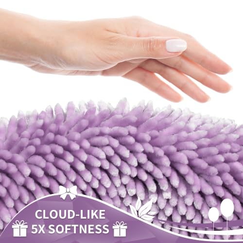 Image of Yimobra Long Bathroom Rugs Runner 60x24 Inch, Extra Thick Soft Absorbent Chenille Bath Mat, Non Slip Machine Washable, Quick Dry Bath Rugs for Bathroom Floor, Tub and Shower, Lilac